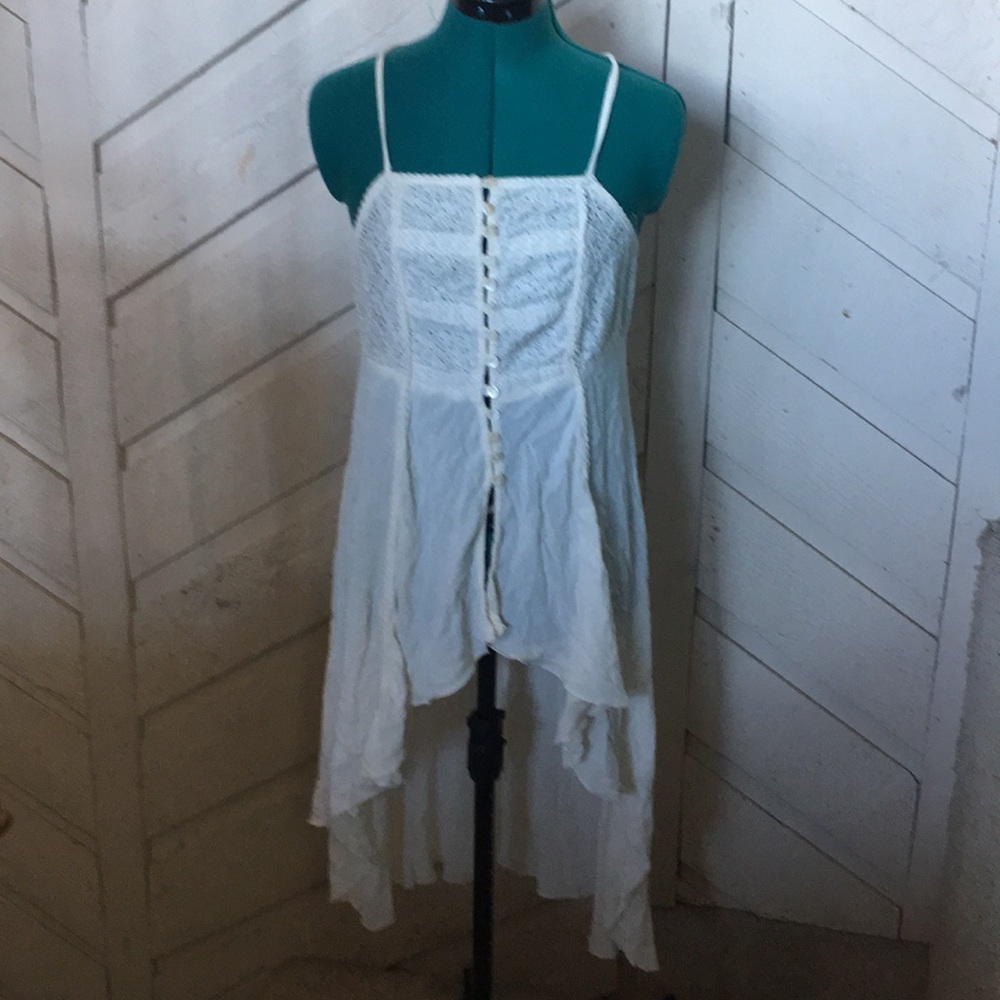 Gauze & eyelet lace hi-low blouse or dress